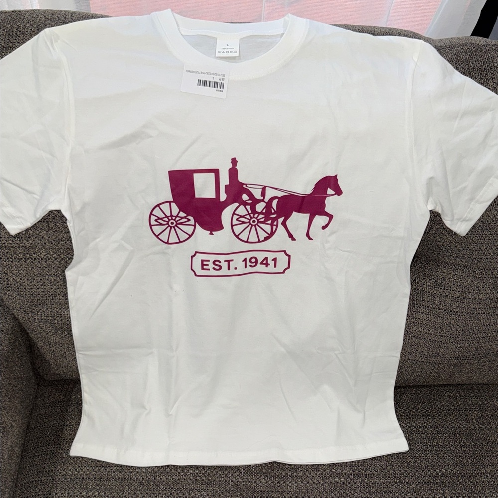 White T-Shirt with Purple Graphic